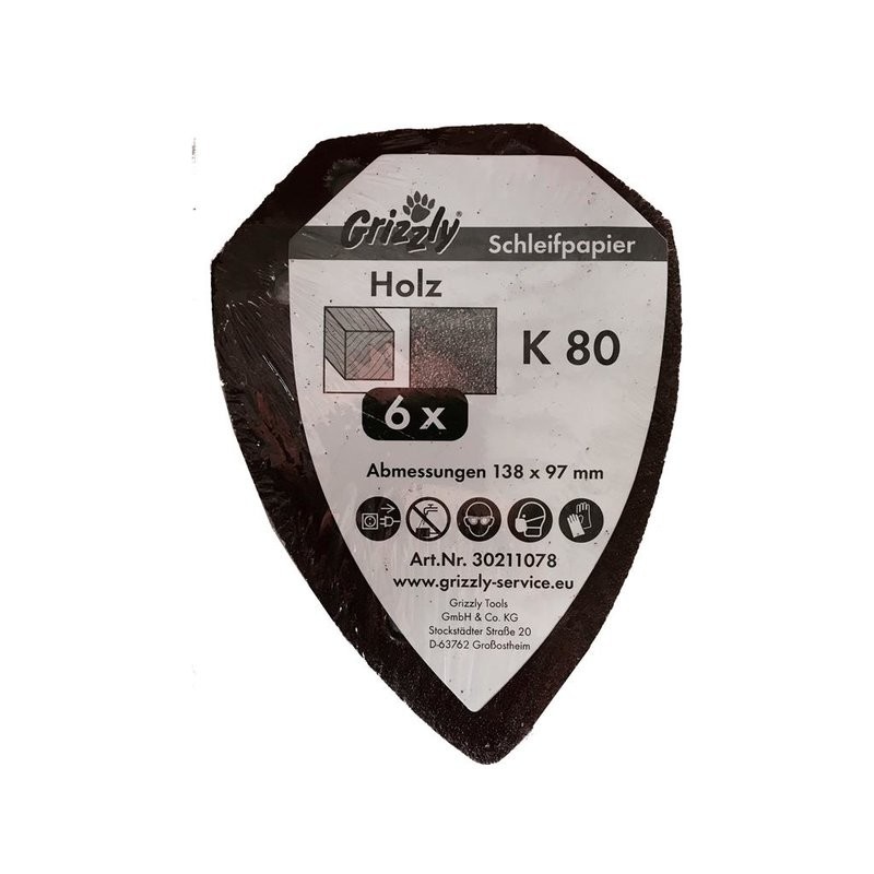 Készlet, 6 csiszolólap fához (K80*) Készlet, 6 csiszolólap fához (K80*)